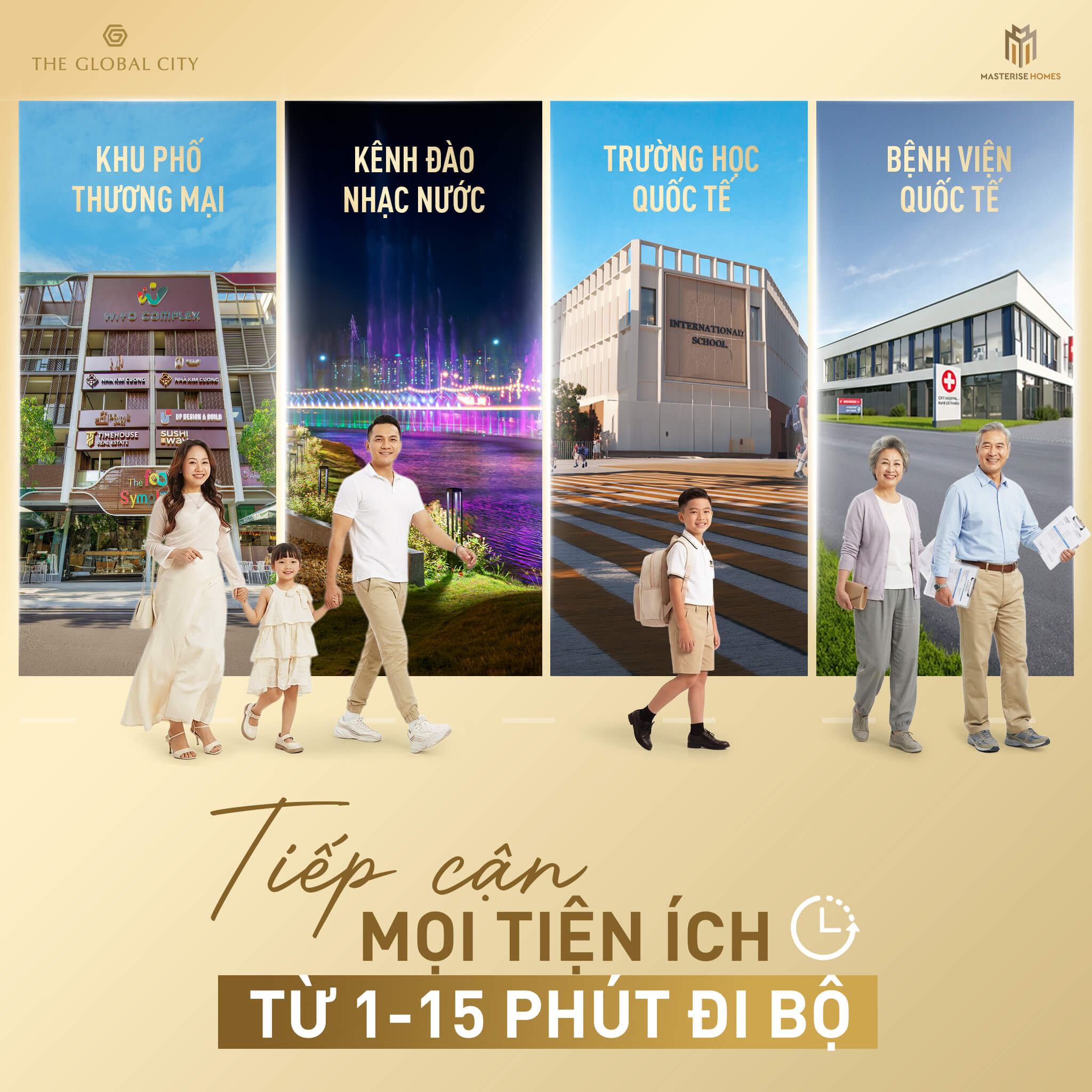 The Global City tiếp cận mọi tiện ích từ 1-15 phút đi bộ