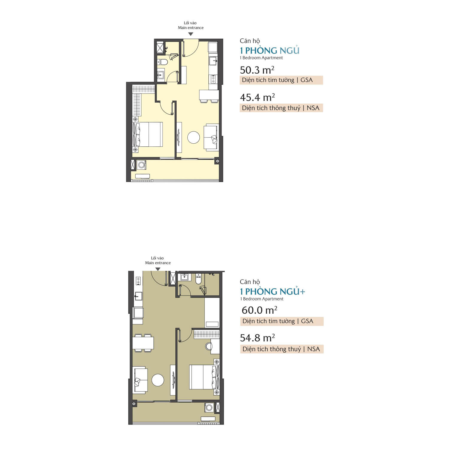 Căn 1 phòng ngủ Masteri Cosmo Central